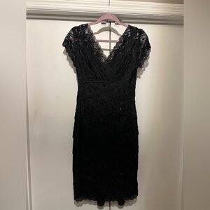 MARINA Black Lace Midi Dress
